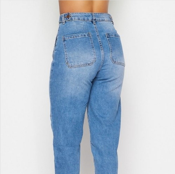 AMERICAN BAZI HIGH WAISTED ANKLE CROPPED MOM DENIM JEANS - Picture 10 of 14
